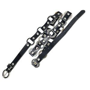 Antoniazzi Firenze Black Italian Patent Leather Section Belt Silver Tone XLarge